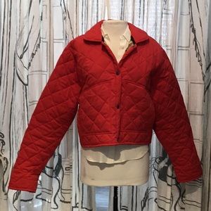 Burberry Red Diamond Quilted Cropped Jacket